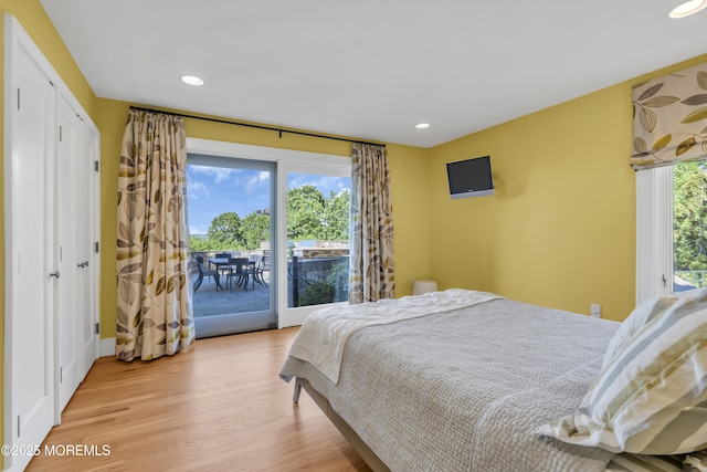 154 Ocean Blvd, Atlantic Highlands, NJ 07716 - bedroom featuring access to outside, recessed lighting, and light wood-type flooring