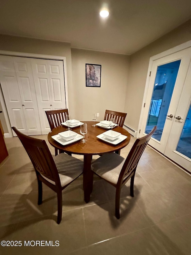 1 Lagos Ct, Toms River, NJ 08757 - dining room featuring a baseboard radiator, tile patterned floors, and recessed lighting