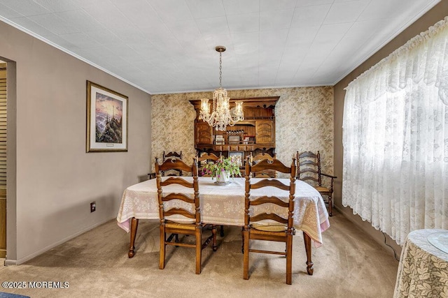 1601 Chestnut Ave, Ocean Twp, NJ 07712 - carpeted dining area featuring a chandelier and crown molding