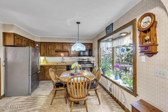 1601 Chestnut Ave, Ocean Twp, NJ 07712 - dining room with wallpapered walls and crown molding