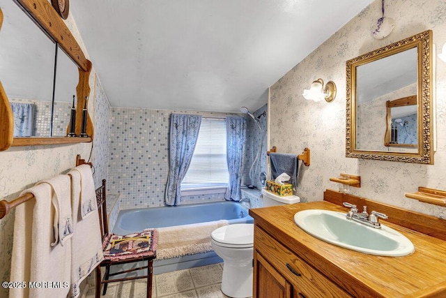 1601 Chestnut Ave, Ocean Twp, NJ 07712 - full bath with wallpapered walls, toilet, and vanity