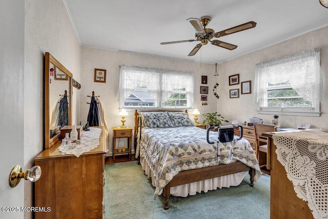 1601 Chestnut Ave, Ocean Twp, NJ 07712 - bedroom with ornamental molding, carpet, and a ceiling fan