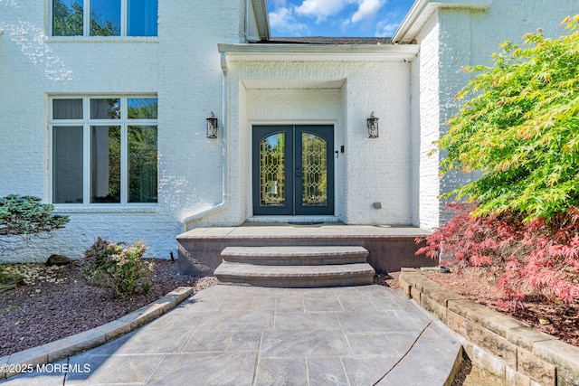 view of exterior entry with french doors