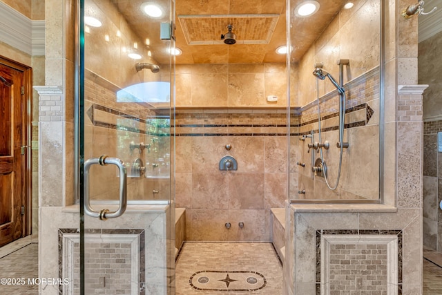 bathroom featuring a shower stall