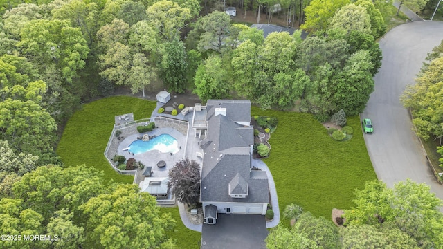 bird's eye view of a pool