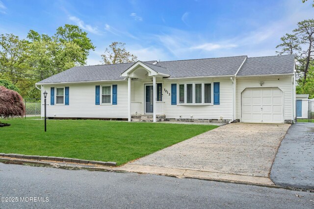 1012 Bismarck St, Toms River, NJ 08757 - ranch-style house featuring an attached garage, driveway, entry steps, crawl space, and a front yard