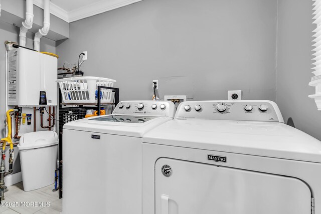1012 Bismarck St, Toms River, NJ 08757 - washroom featuring washer and dryer and crown molding