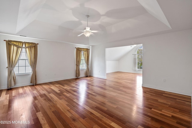 55 Freedom Hills Dr, Barnegat, NJ 08005 - additional living space with ceiling fan, wood finished floors, lofted ceiling, and baseboards
