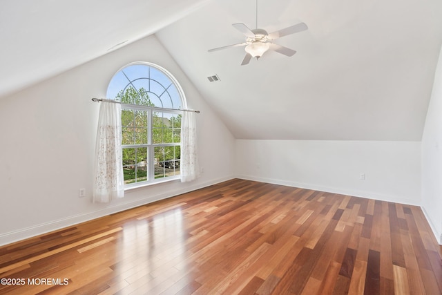 55 Freedom Hills Dr, Barnegat, NJ 08005 - additional living space featuring vaulted ceiling, ceiling fan, wood finished floors, and baseboards