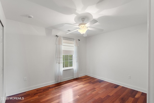 55 Freedom Hills Dr, Barnegat, NJ 08005 - empty room featuring wood finished floors, baseboards, a smoke detector, and a ceiling fan