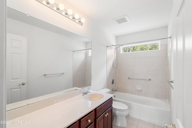 55 Freedom Hills Dr, Barnegat, NJ 08005 - full bathroom featuring toilet, vanity, tile patterned flooring, and shower / bath combination