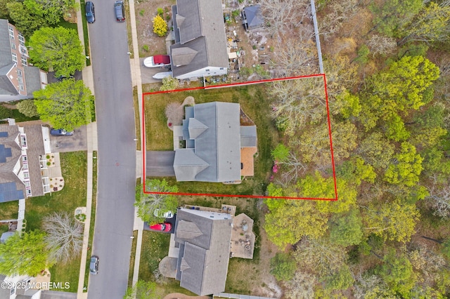 55 Freedom Hills Dr, Barnegat, NJ 08005 - aerial perspective of suburban area featuring property parcel outlined