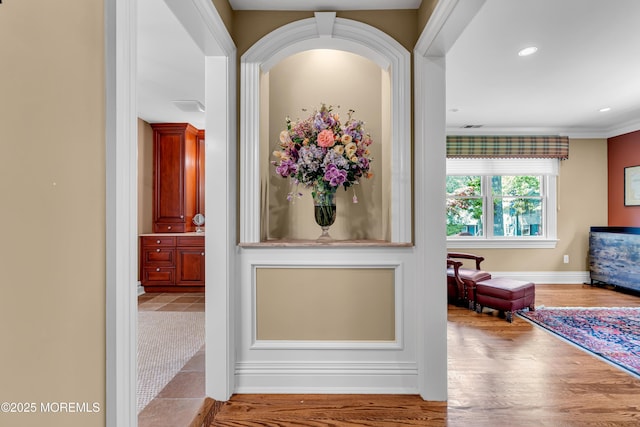 7 Seagull Ln, Lincroft, NJ 07738 - hall with wood finished floors, baseboards, and recessed lighting