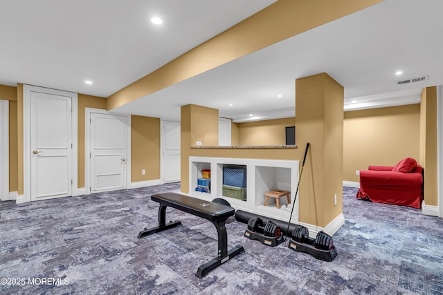 7 Seagull Ln, Lincroft, NJ 07738 - workout area with baseboards, carpet, and recessed lighting