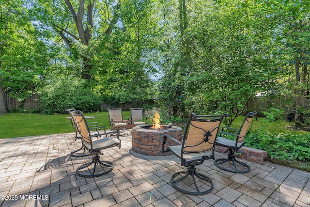 7 Seagull Ln, Lincroft, NJ 07738 - view of patio with an outdoor fire pit