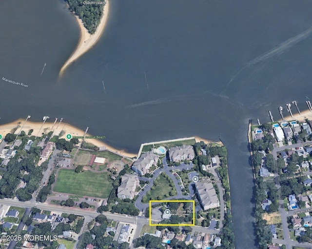 2113 River Rd, Point Pleasant, NJ 08742 - aerial overview of property's location featuring property parcel outlined