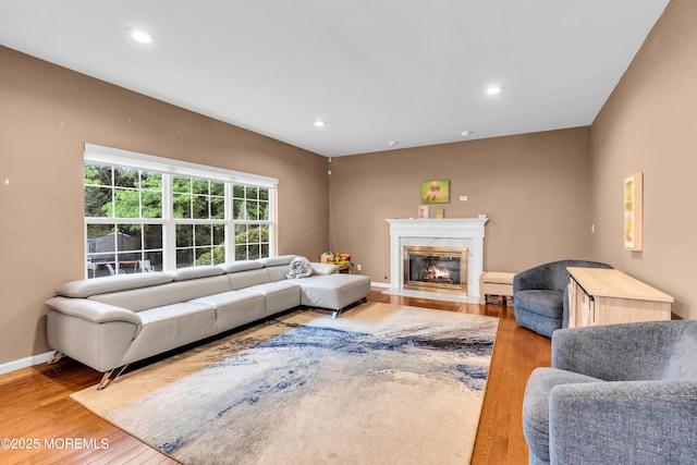 352 Meadowood Rd, Jackson, NJ 08527 - living room with wood finished floors, baseboards, recessed lighting, and a premium fireplace