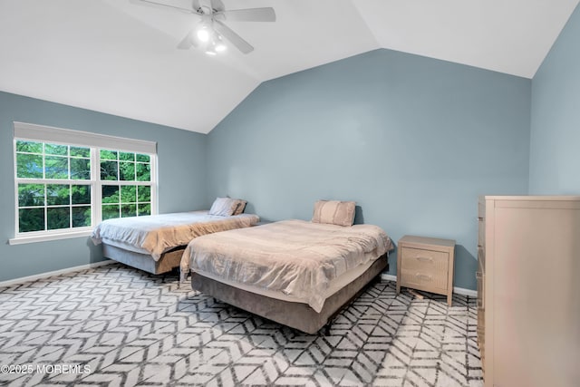 352 Meadowood Rd, Jackson, NJ 08527 - bedroom with vaulted ceiling, baseboards, ceiling fan, and carpet floors