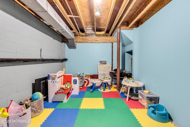 352 Meadowood Rd, Jackson, NJ 08527 - game room featuring concrete block wall