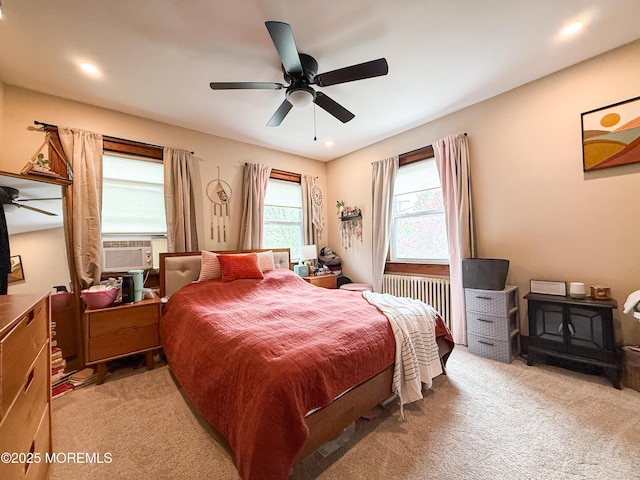 7 Dock St, Toms River, NJ 08753 - bedroom with light carpet, cooling unit, ceiling fan, and recessed lighting
