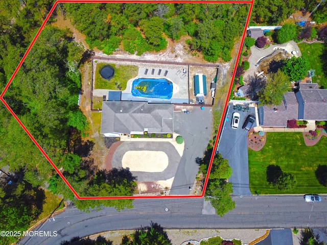 476 Birch Bark Dr, Brick, NJ 08723 - aerial view of property's location featuring a pool and property boundaries highlighted
