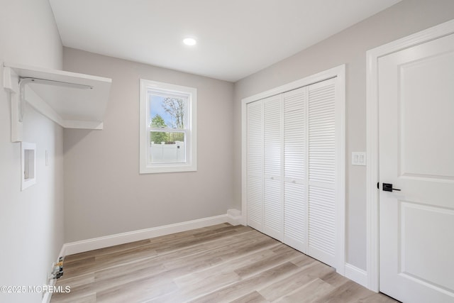 983 Cedar Grove Rd, Toms River, NJ 08753 - unfurnished bedroom with a closet, light wood finished floors, baseboards, and recessed lighting