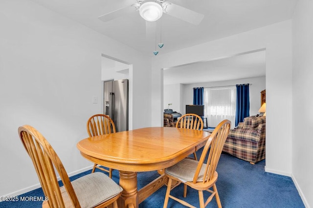 22 Orchard Ct, Howell, NJ 07731 - dining area featuring carpet floors, ceiling fan, and baseboards