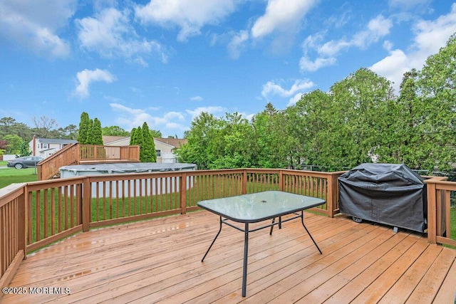 22 Orchard Ct, Howell, NJ 07731 - wooden terrace with a grill and outdoor dining area
