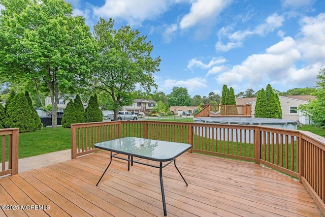 22 Orchard Ct, Howell, NJ 07731 - wooden deck with a lawn, a residential view, and outdoor dining area