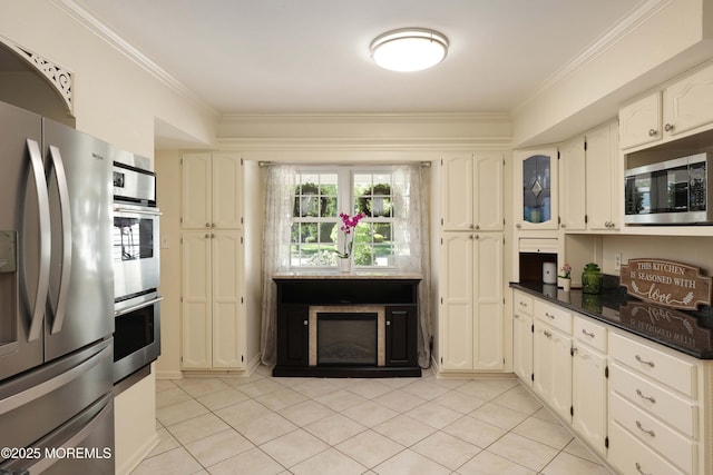 39 Snowdrift Ln, Howell, NJ 07731 - kitchen featuring stainless steel appliances, ornamental molding, and light tile patterned floors