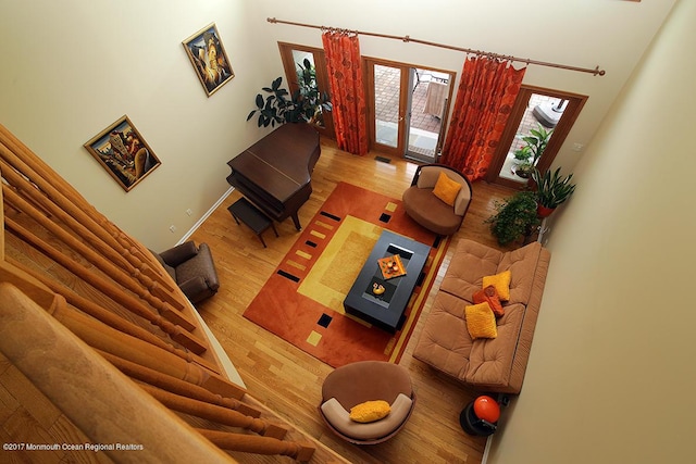 living room featuring light wood-type flooring