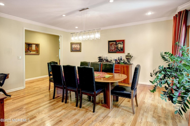7 Mccampbell Rd, Holmdel, NJ 07733 - dining room with light wood-style floors, recessed lighting, ornamental molding, and baseboards