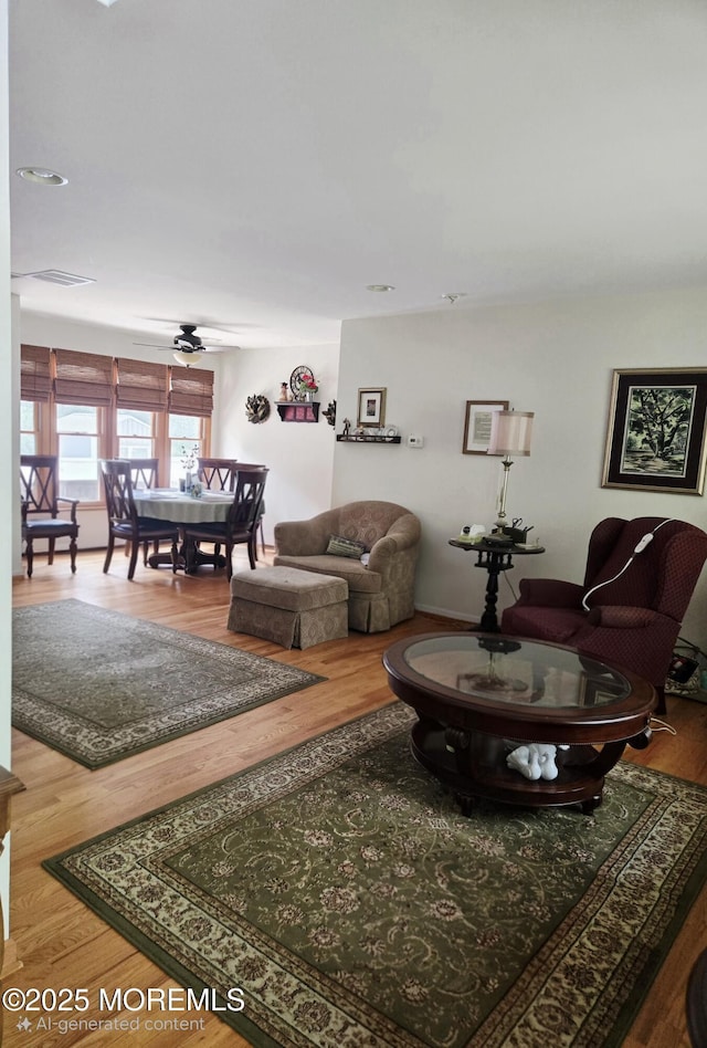 804 Brookside Dr, Toms River, NJ 08753 - living area featuring a ceiling fan and wood finished floors