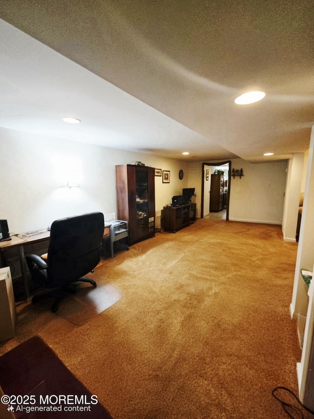 804 Brookside Dr, Toms River, NJ 08753 - office featuring light colored carpet, recessed lighting, and a textured ceiling
