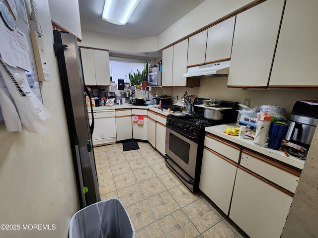 1102 Sawmill Rd Unit 99, Brick, NJ 08724 - kitchen with stainless steel appliances, under cabinet range hood, light countertops, and white cabinets