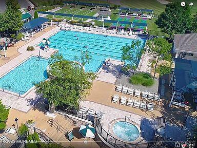 aerial view of a pool
