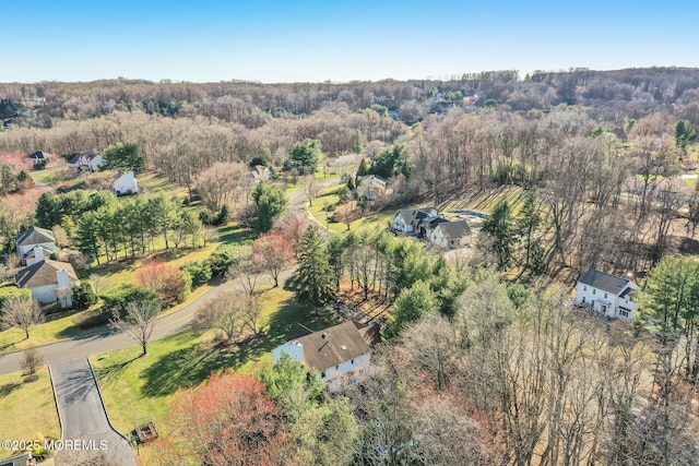 view of property location with a heavily wooded area