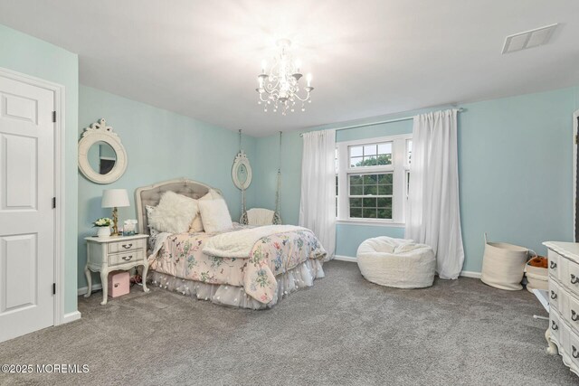 3 Ardmore Pl, Holmdel, NJ 07733 - carpeted bedroom featuring a chandelier and baseboards