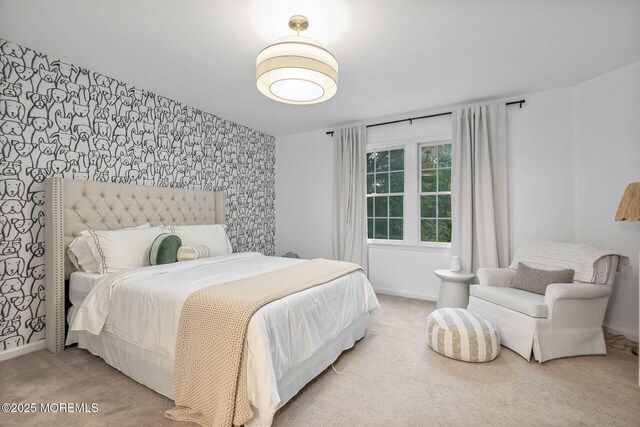 3 Ardmore Pl, Holmdel, NJ 07733 - bedroom featuring wallpapered walls, carpet flooring, an accent wall, and baseboards