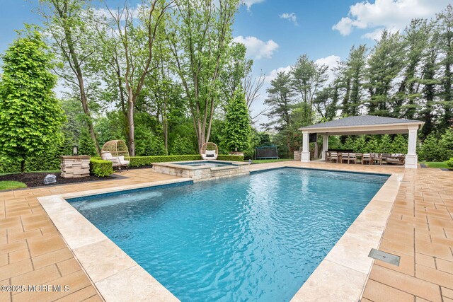 3 Ardmore Pl, Holmdel, NJ 07733 - view of pool with a gazebo, a patio, a pool with connected hot tub, and view of scattered trees
