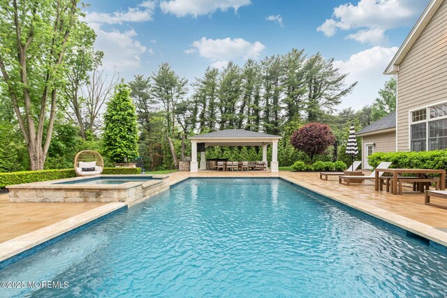 3 Ardmore Pl, Holmdel, NJ 07733 - view of swimming pool featuring a gazebo, a patio, and a pool with connected hot tub