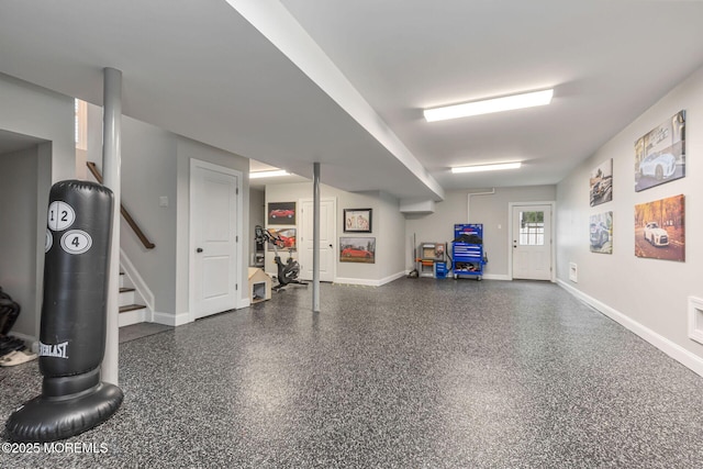 garage featuring baseboards