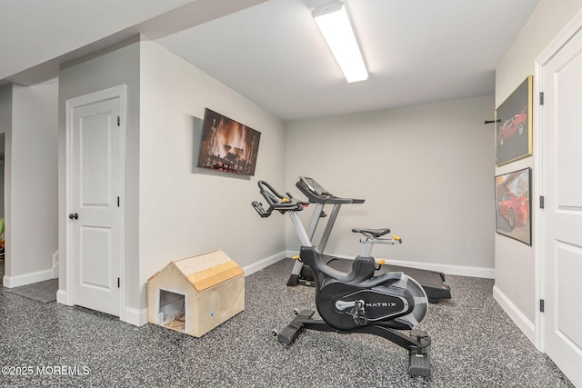 exercise area with baseboards