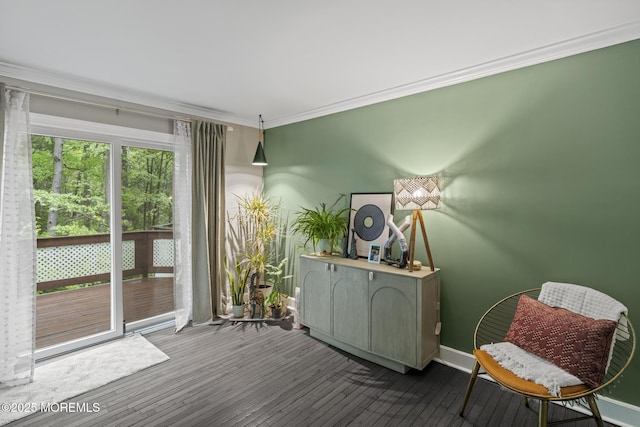 142 Orchid Ct, Toms River, NJ 08753 - sitting room featuring crown molding, wood finished floors, and baseboards