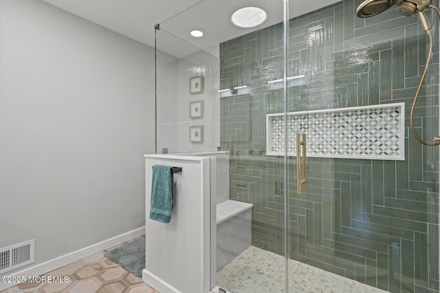 142 Orchid Ct, Toms River, NJ 08753 - full bath featuring a tile shower, tile patterned flooring, and baseboards