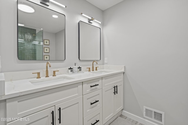 142 Orchid Ct, Toms River, NJ 08753 - full bathroom featuring double vanity, a shower stall, and baseboards