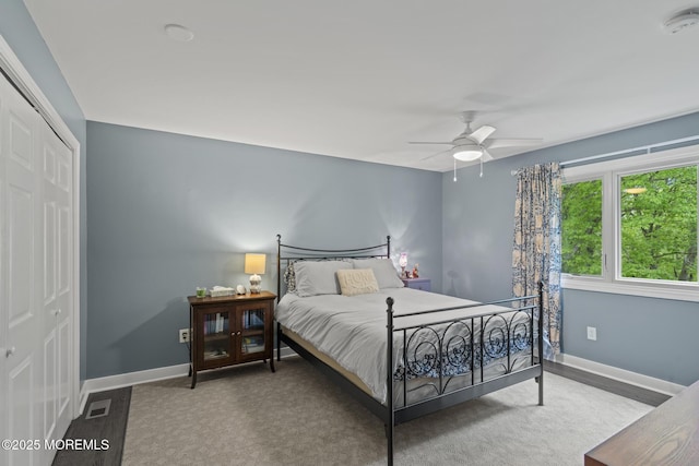 142 Orchid Ct, Toms River, NJ 08753 - bedroom featuring a closet, baseboards, and ceiling fan