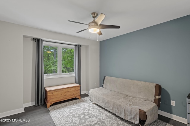 142 Orchid Ct, Toms River, NJ 08753 - living area with wood finished floors, a ceiling fan, and baseboards