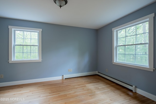 3257 Ridgeway Blvd, Manchester, NJ 08759 - unfurnished room featuring light wood finished floors, baseboard heating, baseboards, and a baseboard heating unit