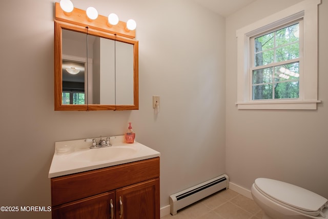 3257 Ridgeway Blvd, Manchester, NJ 08759 - bathroom with a baseboard heating unit, vanity, baseboards, and toilet
